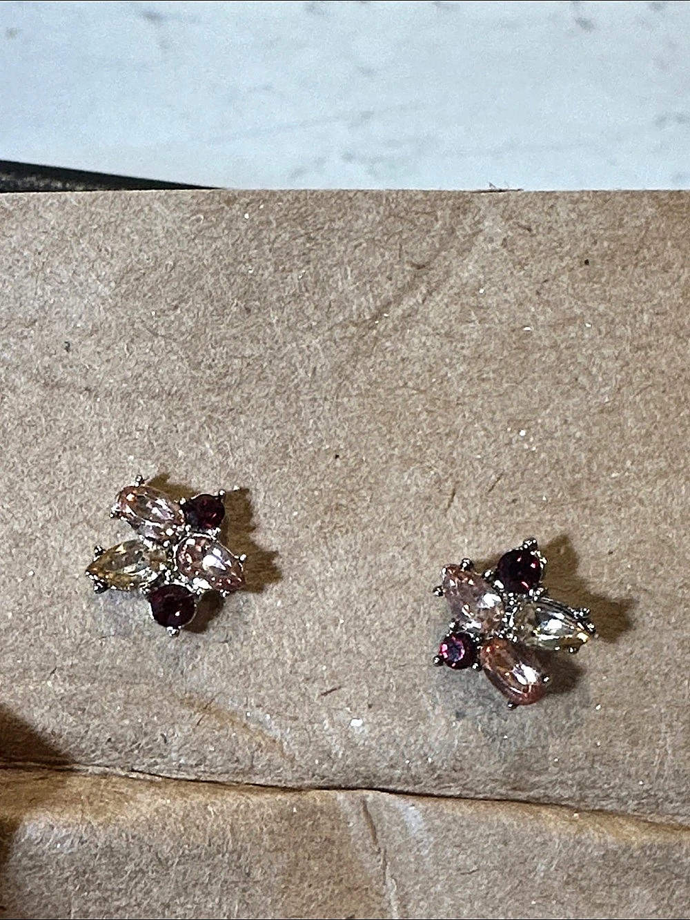 Gold & Red Cluster Earrings